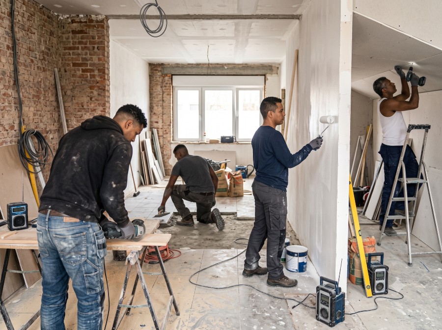El equipo de MZB Gavá trabajando en la reforma de una vivienda